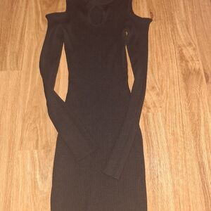 Say What? Black Ribbed Mini Dress